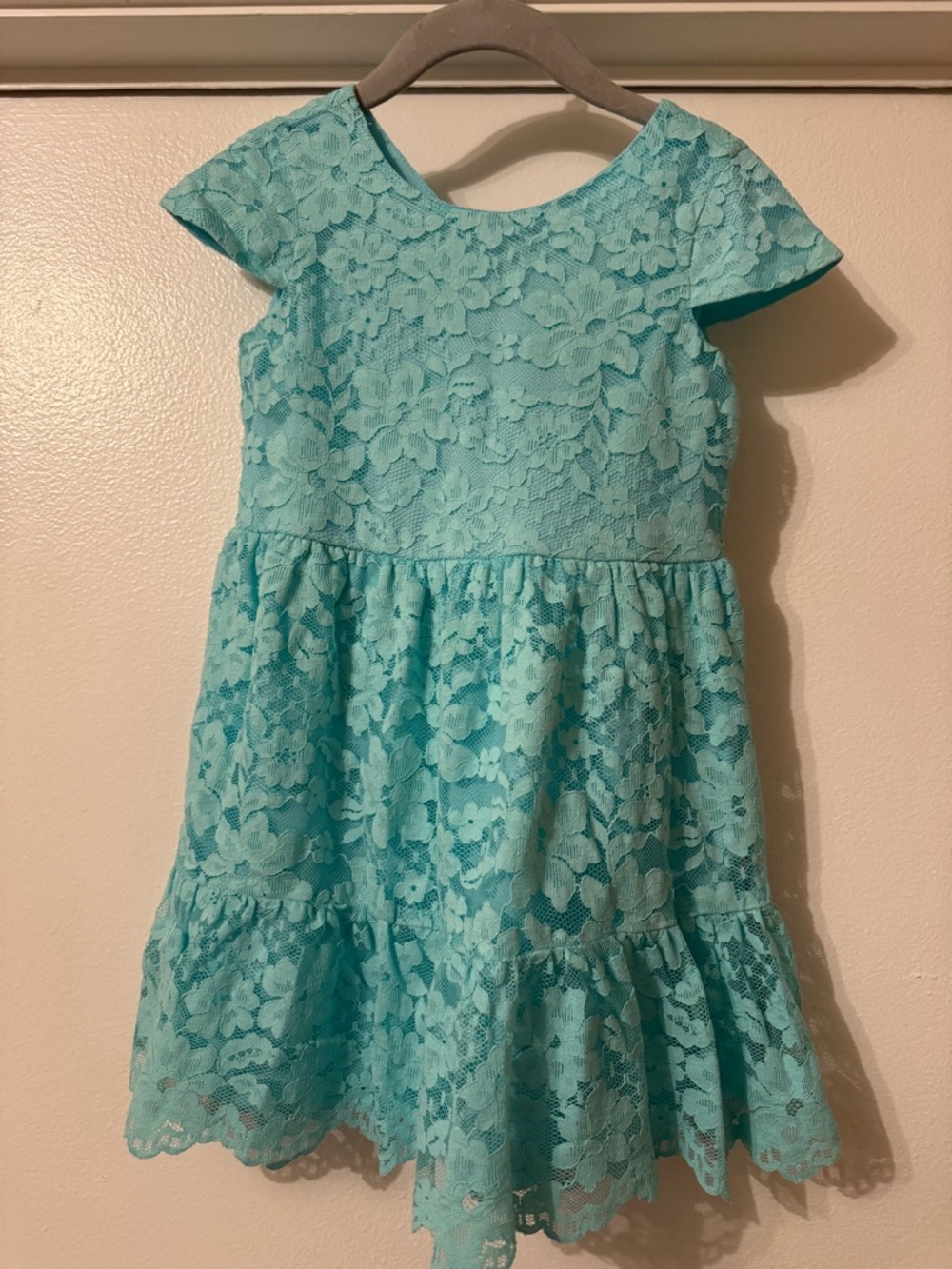 The Children's Place Aqua Floral Lace Tiered Dress